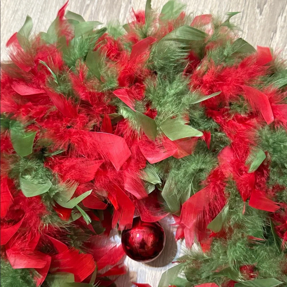 Original Boxed Angel Wreath Crafted of Beautiful Dyed Feathers with Hook